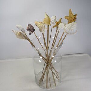 REAL seashells on wooden picks for flower arrangements 10-12" long